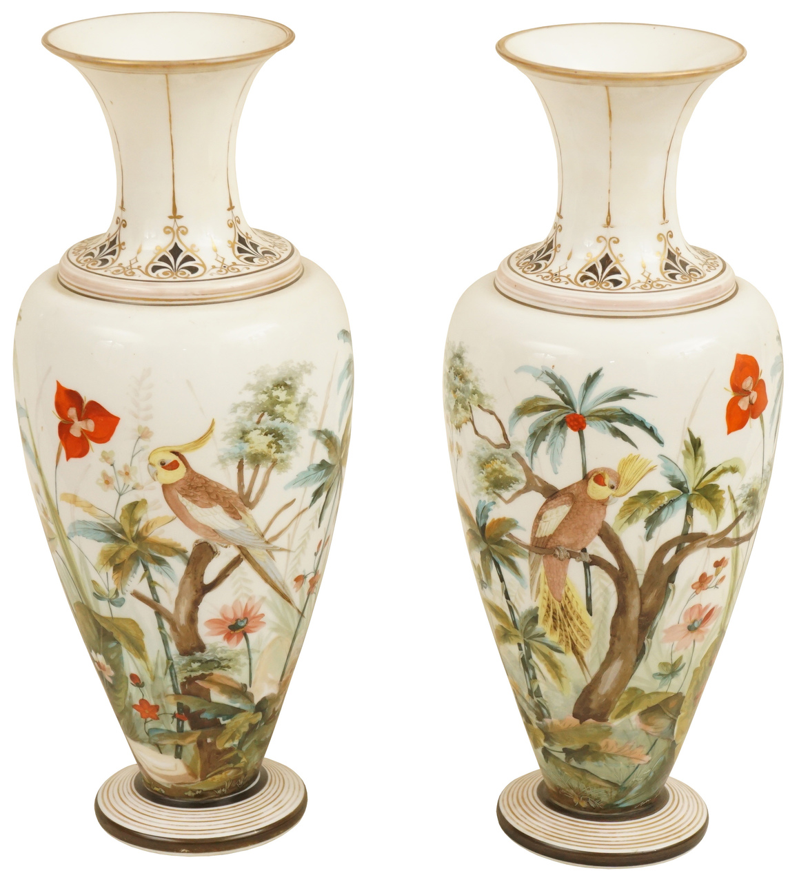 Pair Of Rare Opaline Glass Vases Arenskjold